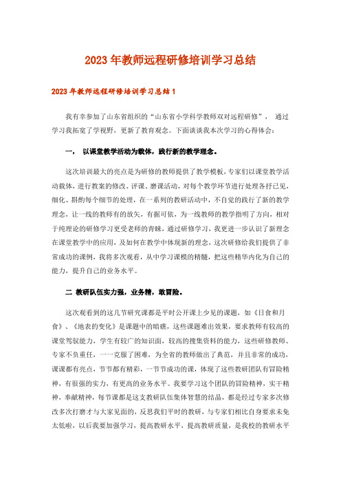 2023年教师远程研修培训学习总结