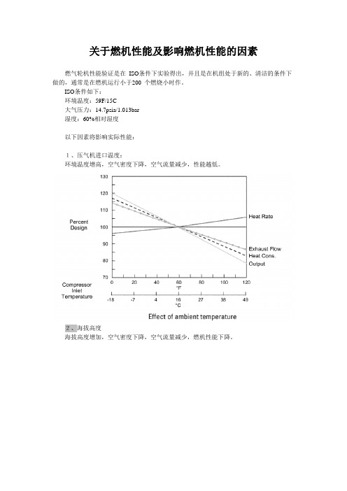 关于燃机性能及影响燃机性能的因素