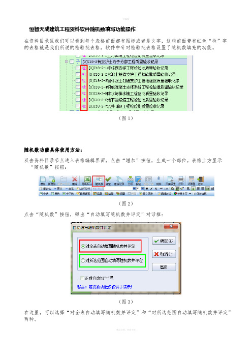 恒智天成建筑工程资料软件随机数填写功能