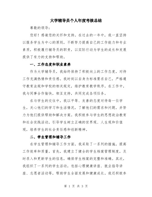 大学辅导员个人年度考核总结