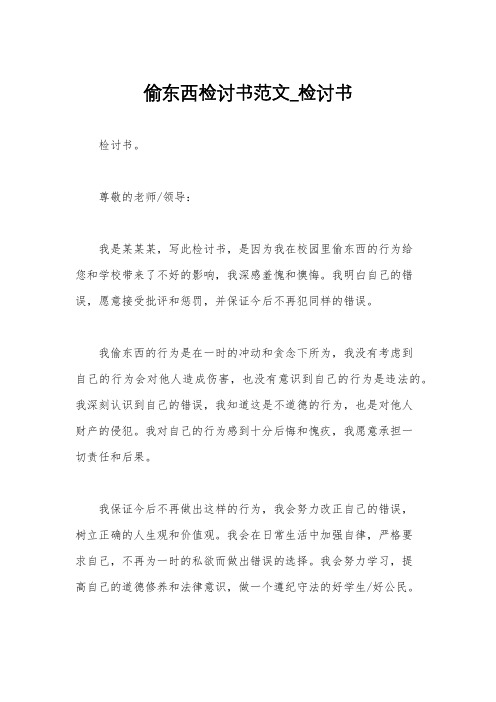 偷东西检讨书范文_检讨书