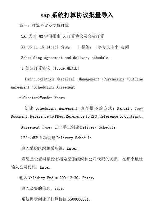 sap系统打算协议批量导入