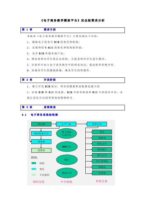 《电子商务教学模拟平台》完全版需求分析正稿