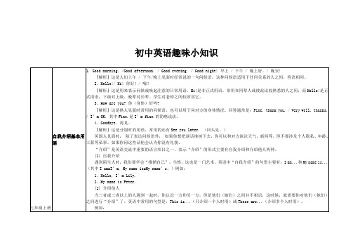 初中英语趣味小知识