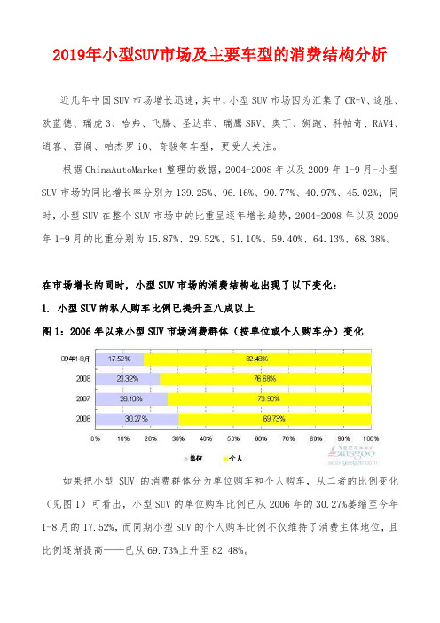 2019年小型SUV市场及主要车型的消费结构分析