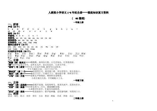 人教版小学语文基础知识复习资料1-6年级