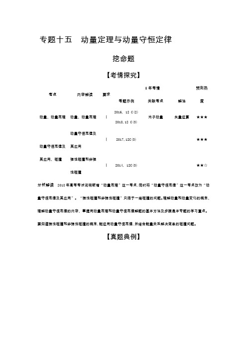 2020高考物理专题十五 动量定理与动量守恒定律