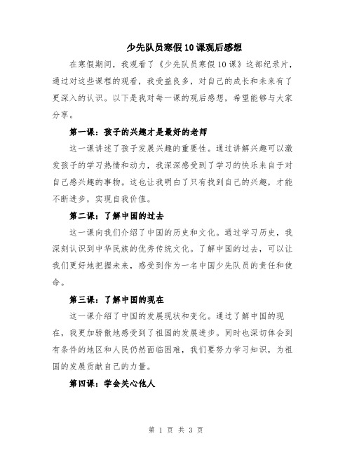 少先队员寒假10课观后感想