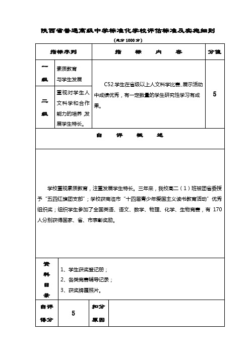 创建省级标准化高中材料-评估表(正式)-C052