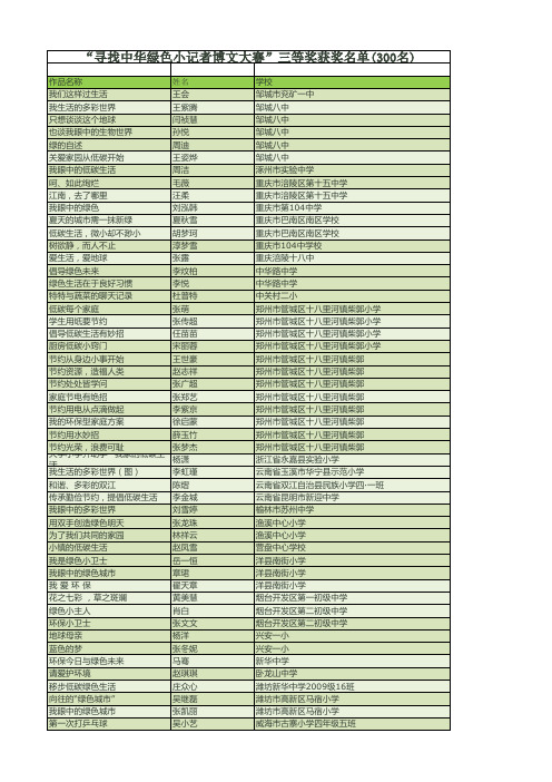 中小学生组一等奖名单
