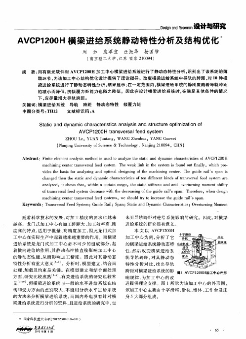 AVCP1200H横梁进给系统静动特性分析及结构优化