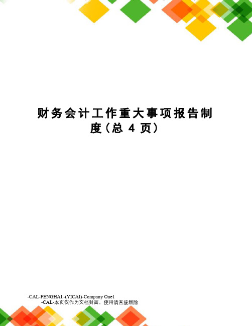 财务会计工作重大事项报告制度