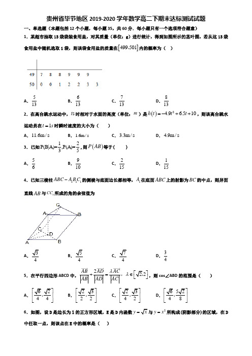 贵州省毕节地区2019-2020学年数学高二下期末达标测试试题含解析