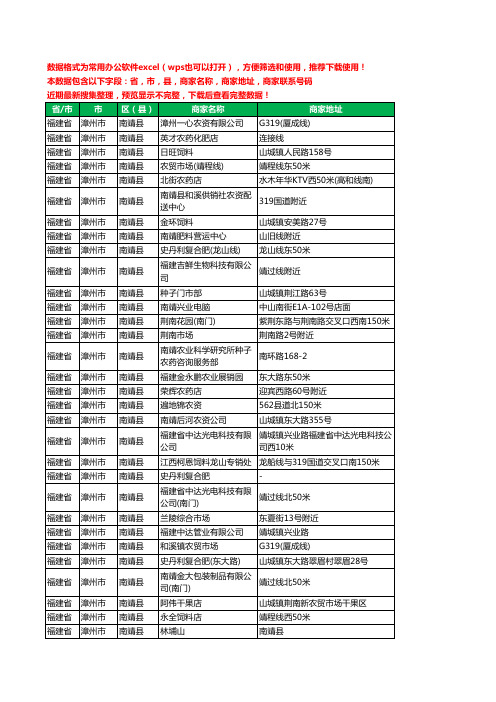 2020新版福建省漳州市南靖县农资行业工商企业公司商家名录名单联系电话号码地址大全111家