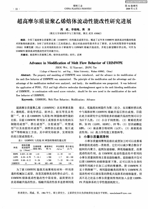 超高摩尔质量聚乙烯熔体流动性能改性研究进展