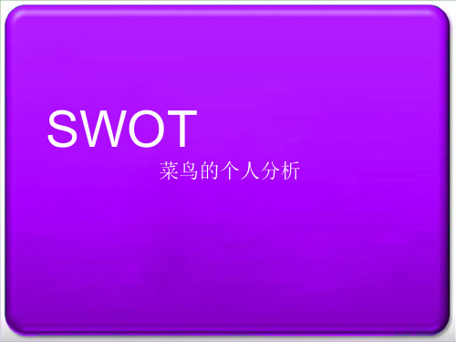 SWOT分析--一个菜鸟的自我分析