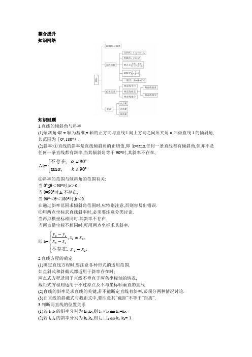 最新人教版高中数学必修2第三章《直线与方程》本章小结