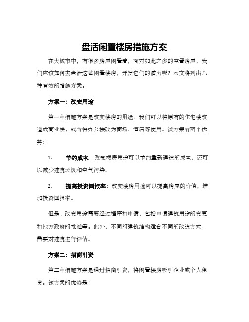 盘活闲置楼房措施方案