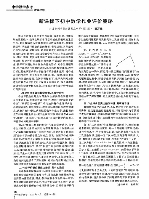 新课标下初中数学作业评价策略