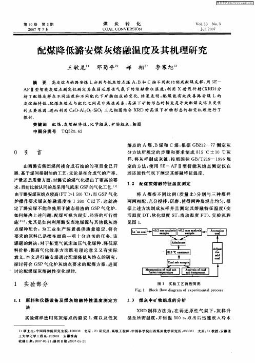 配煤降低潞安煤灰熔融温度及其机理研究