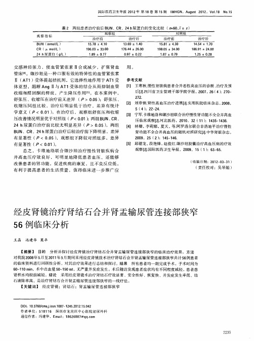 经皮肾镜治疗肾结石合并肾盂输尿管连接部狭窄56例临床分析