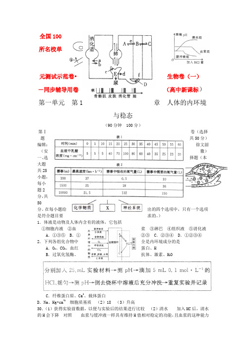 全国100所名校高三生物单元测试示范卷卷(一)新人教版