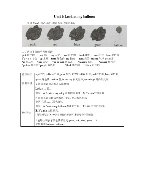 译林版一年级上 Unit6 知识点梳理