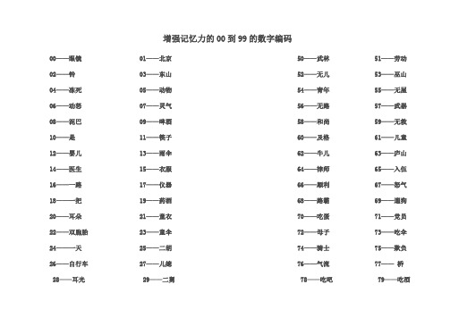 00到99的数字编码