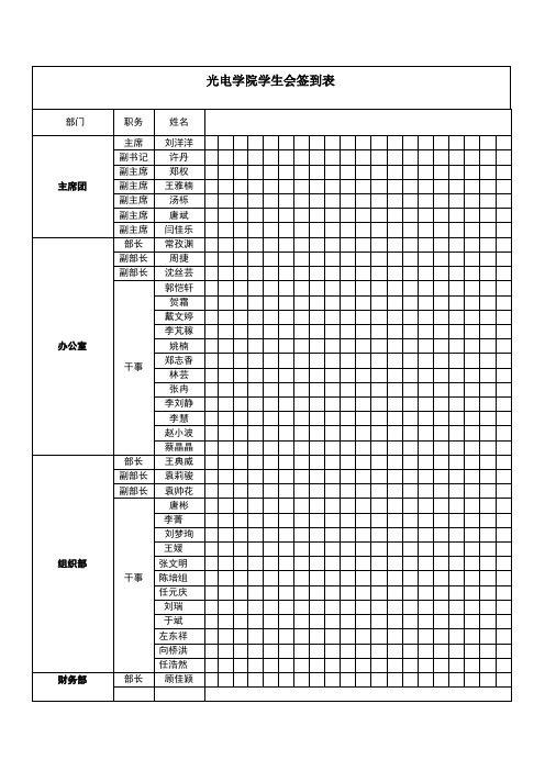 光电学院学生会签到表