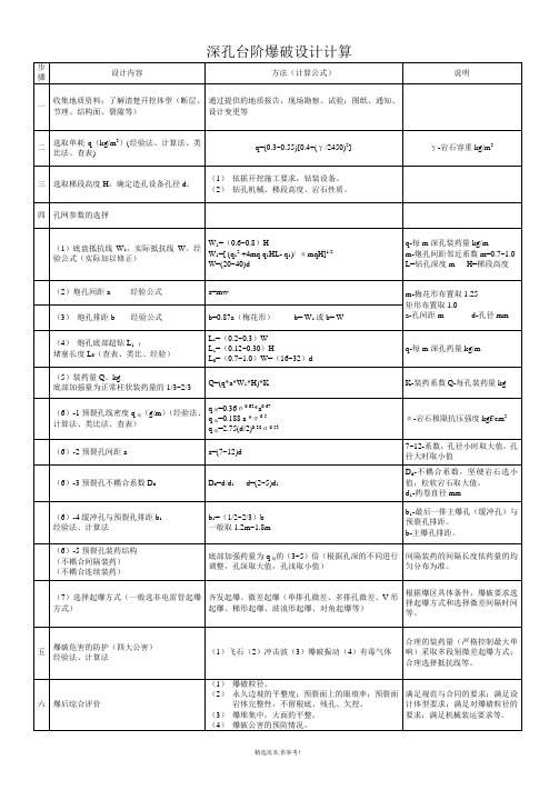 深孔台阶爆破设计参数计算