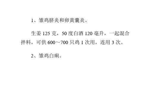 鸡常见病中药防治验方