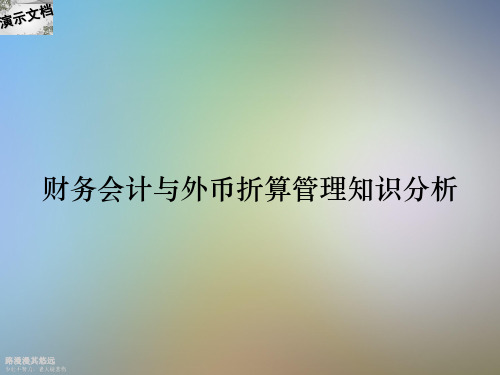 财务会计与外币折算管理知识分析