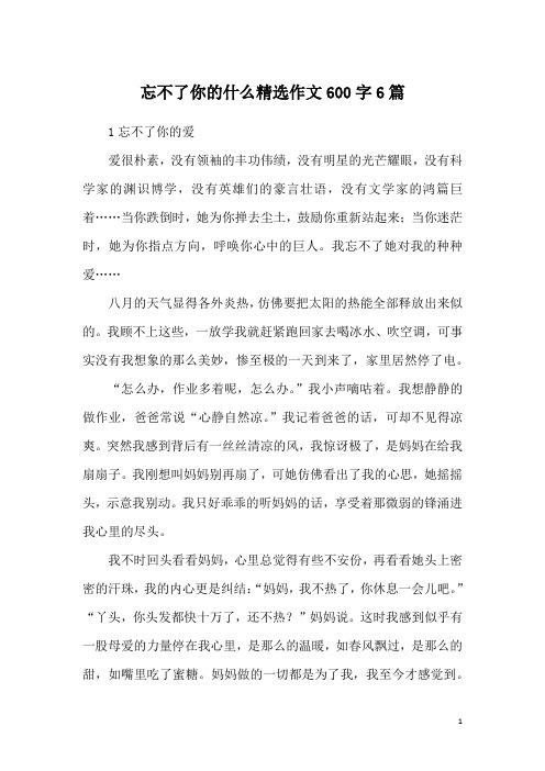 忘不了你的什么精选作文600字6篇