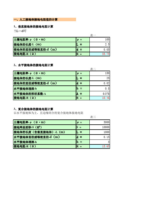 接地体接地电阻的计算