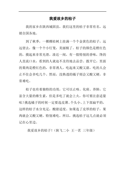 我爱故乡的桔子  陕飞二小 三年级