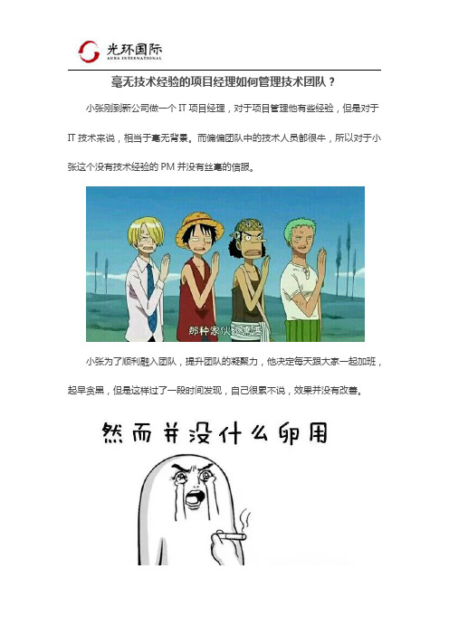 毫无技术经验的项目经理如何管理技术团队 