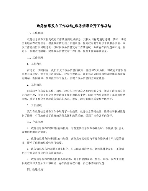 政务信息发布工作总结_政务信息公开工作总结