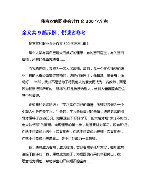 我喜欢的职业会计作文300字左右