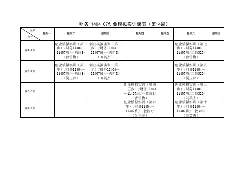 财务11404-07创业模拟实训课表(11.24最终)(2)