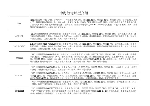 中海散运船型介绍