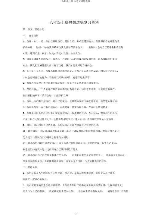 八年级上册中考复习粤教版