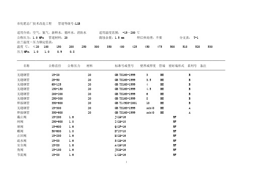 管道等级表(L1B)样例