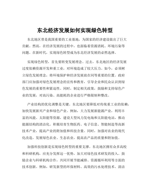 东北经济发展如何实现绿色转型