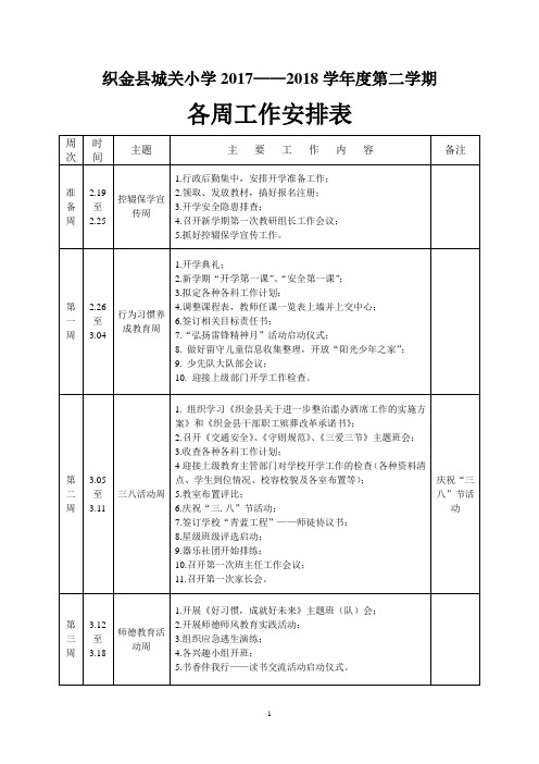 各周工作安排表17-18二上