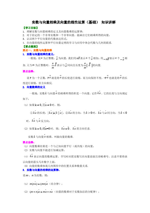 实数与向量相乘及向量的线性运算(基础) 知识讲解