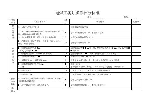 电焊工实际操作评分标准[1]