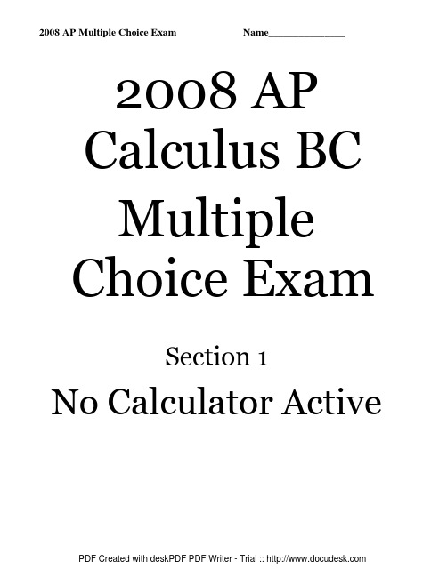 2008 calculus BC multiple choice