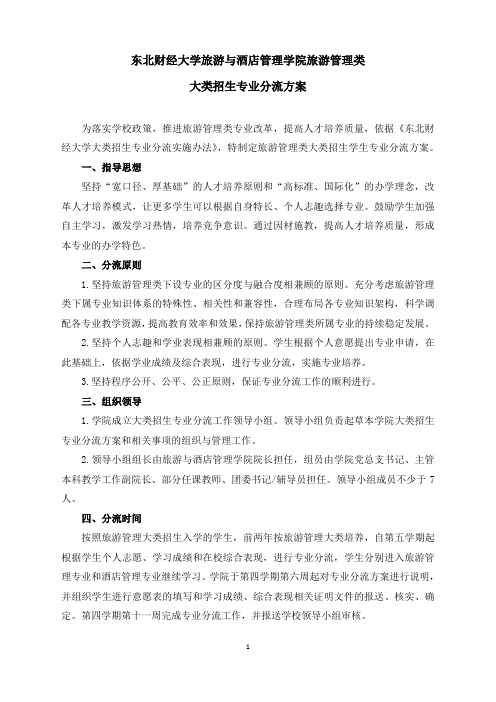 东北财经大学旅游与酒店管理学院旅游管理类大类招生专业