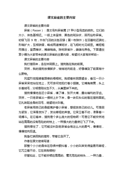 课文麻雀的主要内容