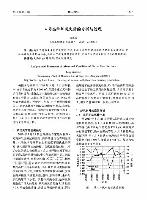 4号高炉炉况失常的分析与处理